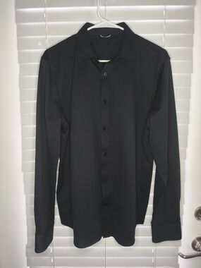 Kit and Ace City Tech Men’s Long Sleeve Button Up Shirt Black Sz M Stretch EUC